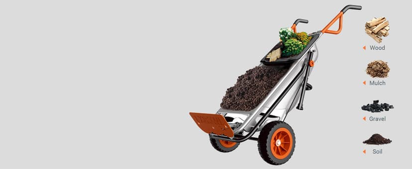 WORX Aerocart 8-in-1 Wheelbarrow / Yard Cart / Dolly + Attachable Wagon Kit