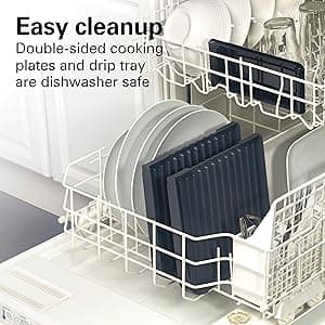 Hamilton Beach 3-in-1 Electric Indoor Grill + Griddle, 8-Serving, Reversible Nonstick Plates, 2 Cooking Zones with Adjustable Temperature (38546), Black