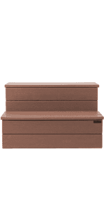 Hot Tub Steps - Wood-Looking Plastic, 100% Waterproof, Gray Non-Slip, Heavy Duty Outdoor Spa Stairs - Multi-Use for Porch, Fits Any Size