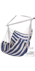 ADVOKAIR Hammock Chair Swing (500 lbs Max) - Hanging Hammock Chair Rope Swing Indoor for Bedroom, Outdoor, Patio, Bedroom, Porch, Deck - Sturdy Steel Bar with Anti-Slip Safety Rings