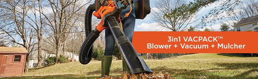 BLACK+DECKER Electric Leaf Blower, Leaf Vacuum and Mulcher 3 in 1, 250 mph Airflow, 400 cfm Delivery Power, Reusable Bag Included, Corded (BEBL7000)