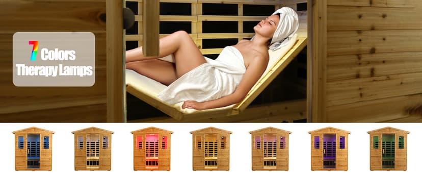 Outdoor Sauna 3 Person Infrared Sauna, Infrared Saunas for Home, 1950W Low EMF Far Infrared Sauna Old Fir Wooden Sauna with Beauty Red Light, Foldable Seat, Bluetooth, Chromotherapy Lamp, Reading Lamp
