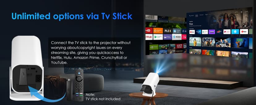 Mini Projector | 4K Support 200" Giant Screen | 500 ANSI Lumens, Bluetooth 5.2 | Portable Outdoor Movie Projector Compatible with TV Stick/Phone/HDMI/PC | Built-in HiFi Speaker