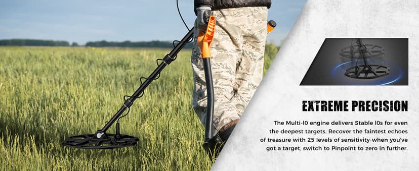 Metal Detector for Adults,12″ IP68 Waterproof Search Coil with High Accuracy System,Advanced DSP Chip Technology,5 Modes with LCD Backlit Display for Beach Hunting&Jewelry Finding