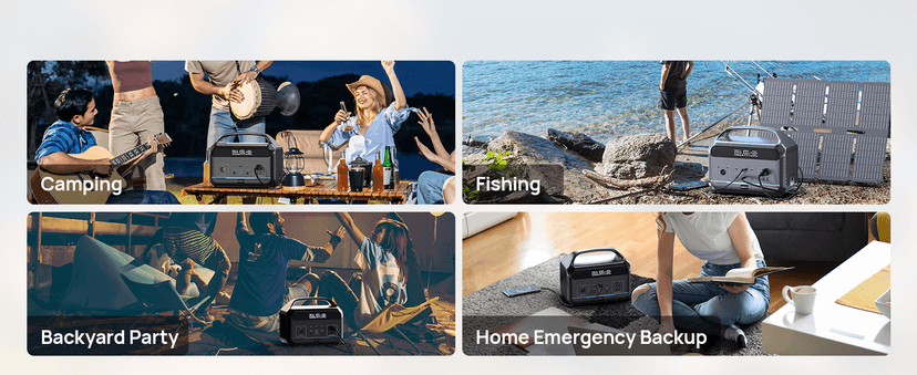 Portable Power Station 600W with Solar Panel 80W, 288Wh LiFePO4 Battery Backup w/2 AC Outlets, 1.7H Fast Charging Solar Generator for Camping, RV Travel, Home Emergencies