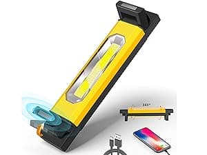 Yzoni 2 Pack LED Work Light Rechargeable, 2 COB 2500LM Folding Portable Flood Light with Magnetic Base and 360° Rotation Stand, Spotlights for Camping Car Repairing Emergency Job Site Lighting