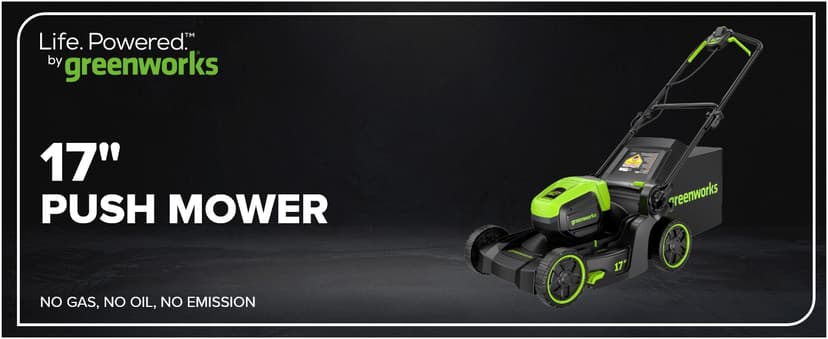 Greenworks 60V 17" Brushless (Push) Lawn Mower, 4.0Ah Battery and 3A Charger