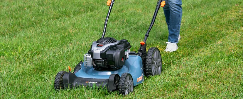 SENIX LSPG-M7 21-Inch Gas Push Lawn Mower with 140 cc 4-Cycle Briggs & Stratton Engine, Bagging, Mulching, and Side Discharge, 6-Position Dual Lever Height Adjustment