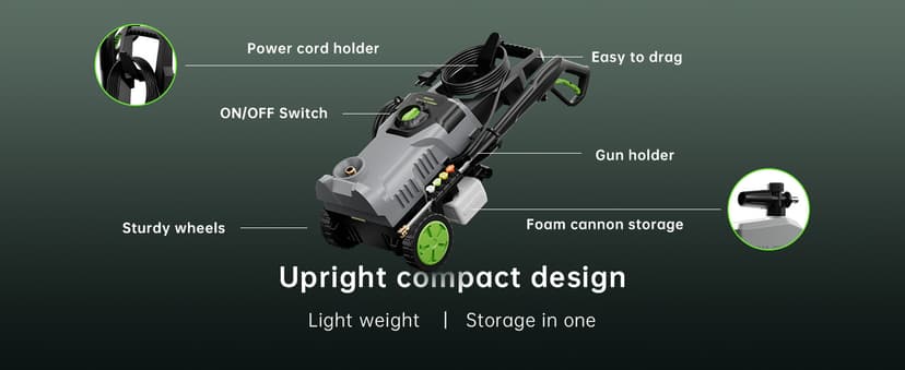 Pressure Washer, 4800PSI 3.0 GPM Max Electric Power Washer with Foam Cannon 48FT Total Long High Pressure Washer for Cars, Fences, Patios, Decks, Patios and Driveway Powerwasher