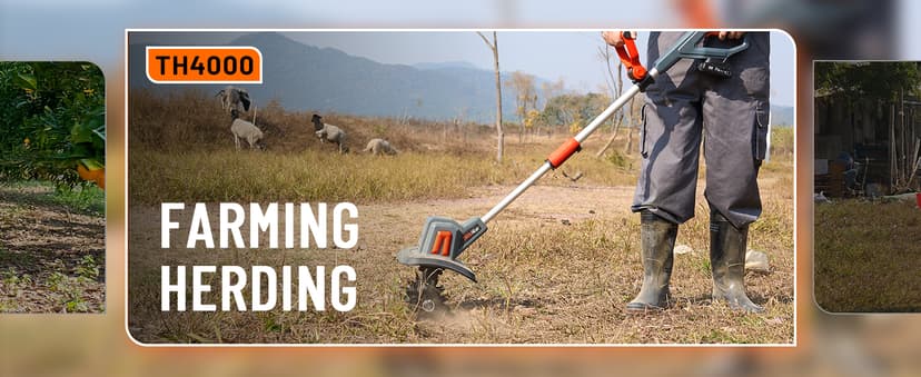 Cordless Tiller for Gardening 360 RPM Rototiller TH4000 Cultivator TaskStar Electric Garden Tiller Battery Powered Total 4000mAh,48 Heavy-Duty Steel Tines for Smooth Ground Breaking,Tending,Composting