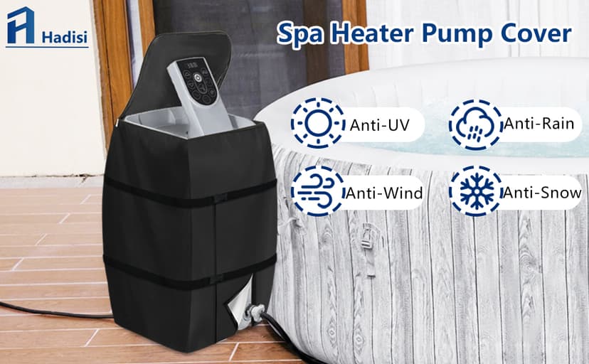 Hot Tub Spa Heater Pump Cover,Waterproof Hot Tub Insulated Pump Cover for Multiple Brands (Black,Square)