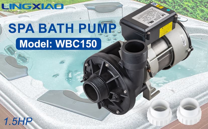 Hot Tub Bath Pump; LX Pump Motor, 110V, 9Amps, 1.5" Port, 116GPM Flow Rate (Model: WBC150)