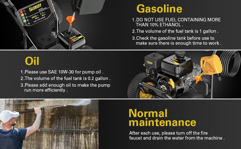 Heavy-Duty Gas Pressure Washer, 3600Psi at 2.7Gpm Power Washer,Portable, 30feet Pressure Hose,Industrial Style,Axial Cam Pump, for Siding, Driveway, House, Car, RV, Paint Preparation etc