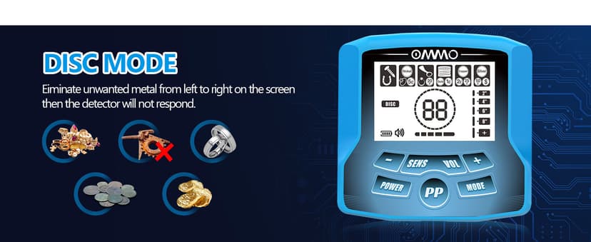 OMMO Metal Detector for Adults With Adjustable Stem, 5 Detection Modes, Higher Accuracy Gold Detector, IP68 Waterproof Coil for Detecting Treasure