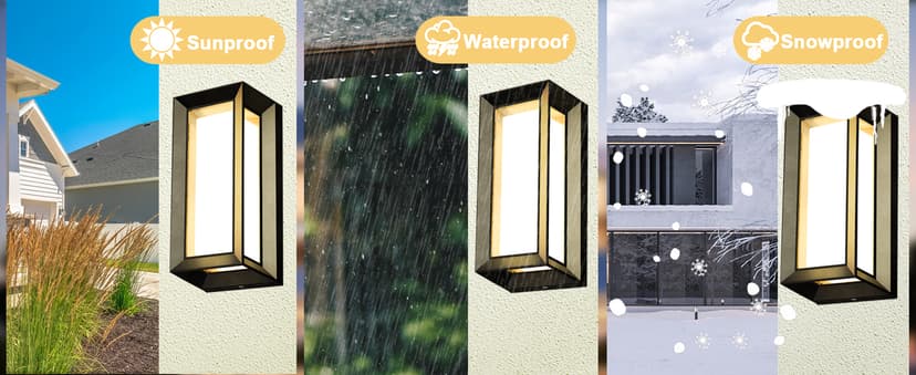 LEDMO Outdoor Wall Light 1800Lm Modern Outdoor Porch Light 3000K Bright Lighting Black Exterior Lighting Fixture Waterproof Christmas Fixture for House,Patio,Garage,Backyard,Hallway(2 Pack