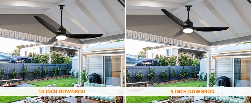 Depuley Outdoor Ceiling Fan with Light: 52 Inch Gazebo Fan Outdoor Hanging - Plug in Ceiling Fan for Patio Waterproof - Dimmable Ceiling Fan Remote App Control Black