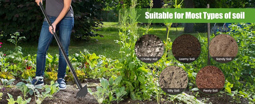 Luvenia Garden Hoe Triangle Sharp Hoes Garden Tool Manual Weeder Gardening Weeding Tool 60" Long Handle 2-in-1 Adjustable Stainless Steel Heavy Duty Hoes for Digging Soil Weeding Planting