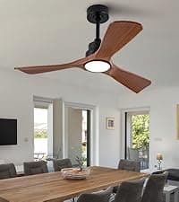 42'' Wood Ceiling Fan without Light, Modern 3 Blades Fans with Remote, Quiet Reversible DC Motor, Indoor Outdoor Energy Saving Ceiling Fan for Bedroom Living Room Patios