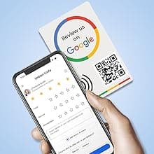 Google review card v3 from eylet | No Subscription, faster NFC Taps and QR code for instant sharing of the Google review link for your business, works with iPhone and Android.