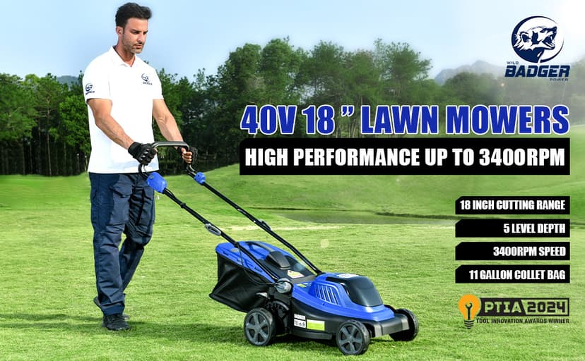 Lawn Mower 40V Brushless 18" Cordless, 5 Cutting Height Adjustments Electric Lawn Mower, Quickly Folding Within 5’s, 4.0AH Battery and Super Charger Included.