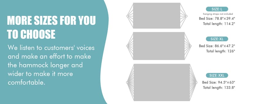 INNO STAGE Double Hammock - 2 Persons Portable Hanging Camping Bed, Blue, 118.3"L x 63"W, 350Lbs Capacity, Polyester, Supports Up to 350 lbs