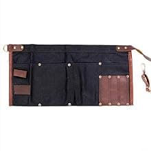 Luchuan Waterproof Waxed Canvas Tool Apron With the Adjustable Genuine Leather Belt (Black)