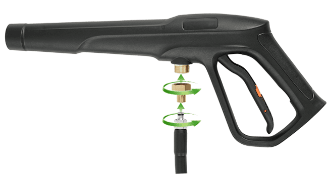 Pressure Washer Gun Set, Max W.P. 2320PSI, B.P. 5000PSI, M22-14mm & M22-15mm Fitting, 4 Stainless Steel Nozzle Tips & Holder, Replacement for Ryobi Powerstroke Greenworks and More Power Washers