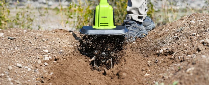 SnapFresh Cordless Tiller Cultivator, 20V Electric Garden Tiller with 4.0AH Battery and Fast Charger, 300 PRM Battery Powered Rototiller, 9" Width 6.6" Depth, 3 Speed Handheld Tiller with Steel Tines