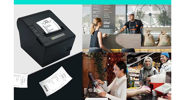 80H 80mm Restaurant Auto cutter wireless Android Thermal Receipt Bill Ticket Printer for Small Business, Compatible with Android/Windows, Not for iOS/iPad/Mac (Bluetooth+LAN/Ethernet+USB)