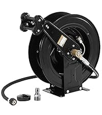 Pressure Washer Hose Reel with Hose, 1/4" × 60ft Retractable Power Washer Hose Reel, Heavy Duty Hose Reel Auto Rewind, Wall Mounted, 3600 PSI