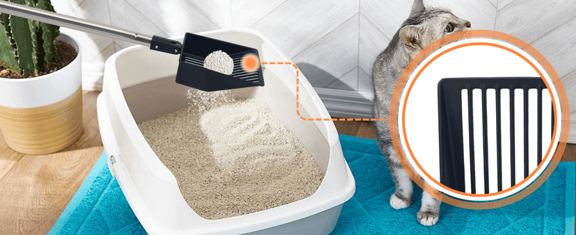 KeFanta Cat Litter Scoop, 41in Metal Kitty Poop Scooper, Heavy Duty Stainless Steel Sifting Shovel with Long Handle for Chicken Coop