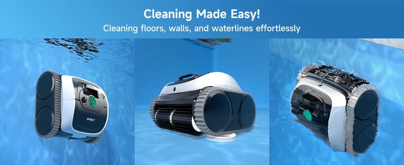 (2025 Upgrade) WYBOT C1 Robotic Pool Vacuum for Inground Pools, 150min Runtime Cordless Pool Cleaner, 4-in-1 Wall & Waterline Cleaning Up to 1,614Sq.ft, Smart Navigation, App Support