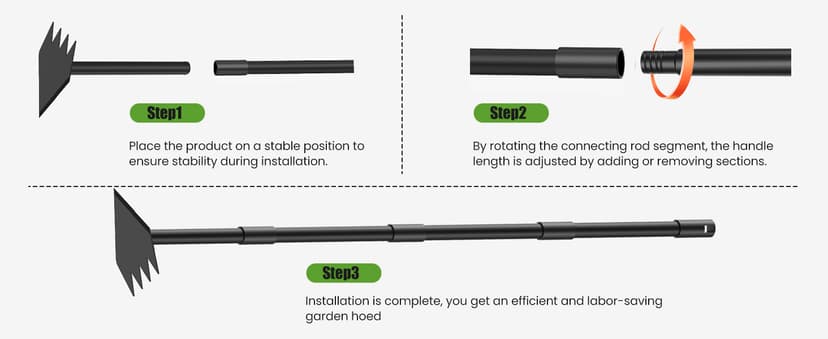 Luvenia Garden Hoe Triangle Sharp Hoes Garden Tool Manual Weeder Gardening Weeding Tool 60" Long Handle 2-in-1 Adjustable Stainless Steel Heavy Duty Hoes for Digging Soil Weeding Planting