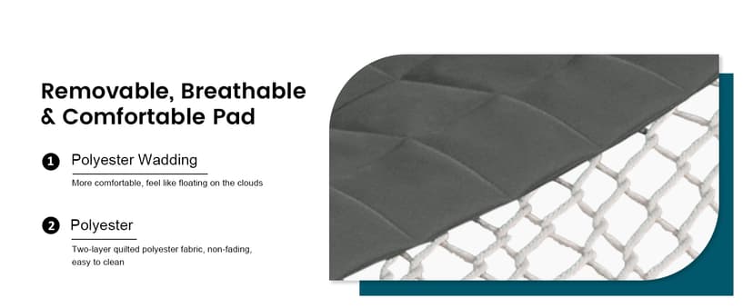 ANOW Outdoor Rope Hammock with Spreader Bars, Heavy Duty Hammock with Pad for Outdoors Indoors, 450 LBS Weight Capacity, Gray