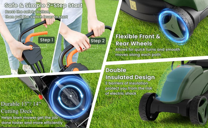 Goplus Lawn Mower, Electric Lawn Mowers with Grass Collection Box, 10 AMP Motor, 13" Cutting Deck, 3 Adjustable Cutting Positions, Walk-Behind Small Corded Lawnmower for Garden Farm Yard