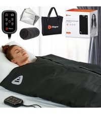 Lifepro BioRemedy Infrared Sauna Blanket - Portable Far Infrared Home Sauna for Detox, Tension, and Relaxation - Adjustable Temperature (86-158°F) - Includes Carry Bag & Detox Wraps