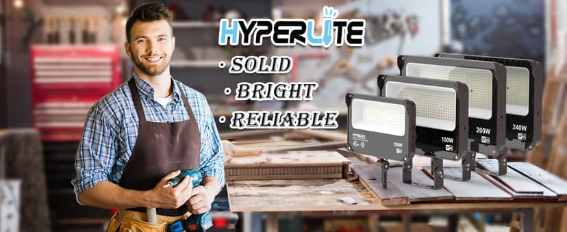 HYPERLITE LED Flood Light 150W 2 Pack 18000LM 5000K Daylight IP65 Waterproof Outdoor Floodlights UL Certified for Court,Garden,Warehouse