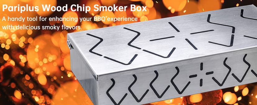 Smoker Box for Gas Grill, 2-Pack Stainless Steel Wood Chip Boxes with Hinged Lids, BBQ Smoke Box for Charcoal & Gas Grills, Adds Smoky Flavor, Easy to Use