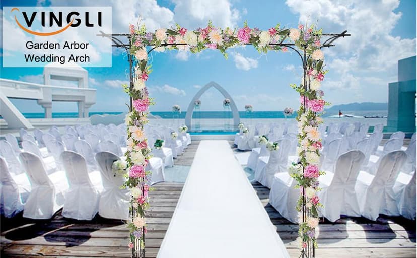 VINGLI Garden Arbor, Arch Archway for Wedding Ceremony Party, Steel Garden Trellis for Plant Climbing, Christmas Decorations Pergola for Backyard, Lawn (Black)