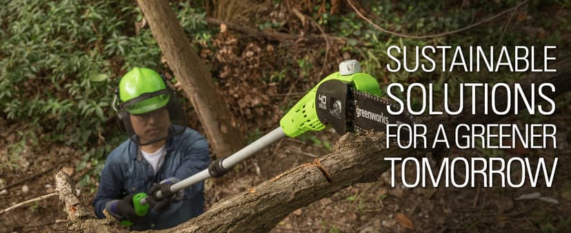 Greenworks 40V 8-Inch Cordless Polesaw, 2.0Ah Battery and Charger Included PS40B210