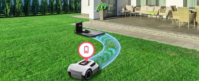 Robot Lawn Mower with Max 180m Stable Boundary Wire - Recommended 550㎡, Max 900㎡, 300% Higher Efficiency of Grid-Shaped Mowing Path, Automatic Robotic Lawn Mower with Auto Mapping & Recharge