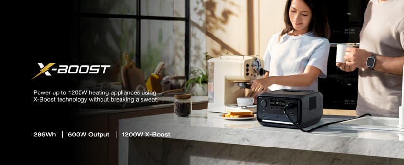 EF ECOFLOW Solar Generator RIVER 3 Plus with 45W Solar Panel, 286Wh Portable Power Station LiFePO4 Battery, 3 Up to 1200W AC Outlets, <10 MS UPS, Expandable to 858Wh, <30 dB Quiet, 1Hr Fast AC Charge