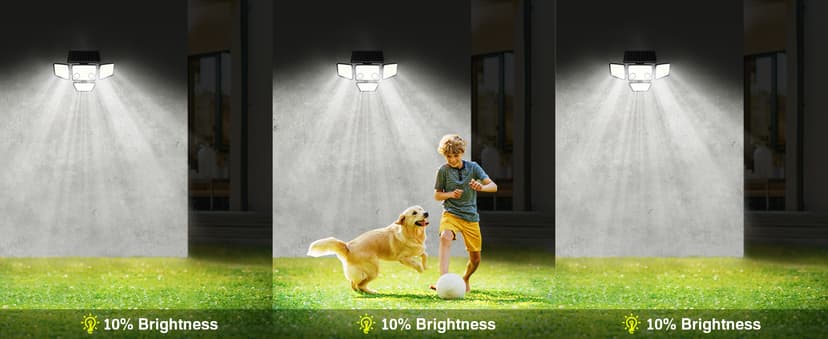 Solar Outdoor Lights - 3000LM 188 LED Motion Sensor Outdoor Lights, 4 Heads Security Light,IP65 Waterproof, Easy Install,270°Wide Angle Flood Wall Light with 3 Modes for Backyard Yard (2 Pack)