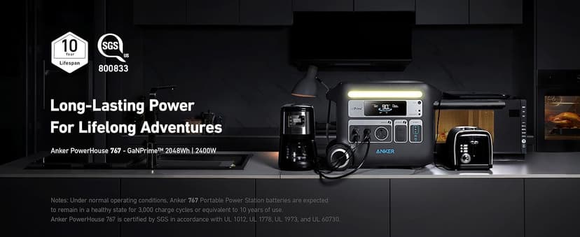 Anker SOLIX F2000 Portable Power Station, PowerHouse 767, 2400W Solar Generator, GaNPrime Battery Generators for Home Use, LiFePO4 Power Station for Outdoor Camping, and RVs (Solar Panel Optional)