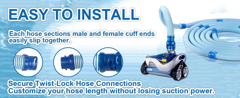 One Year Warranty 5 Pack Premium R0527700 Pool Cleaner Hoses, Twist Lock Pool Vacuum Hose Replacement Kit Compatible with Zodiac Baracuda MX6,MX8,X7,T3,T5 Swimming Pool Cleaner