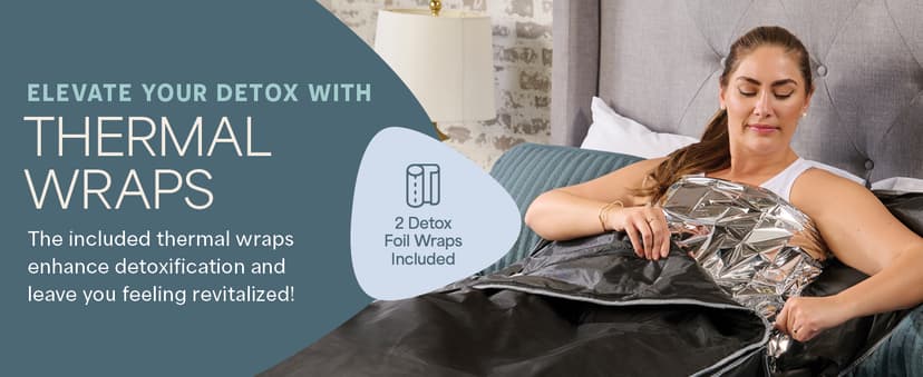 Lifepro BioRemedy Infrared Sauna Blanket - Portable Far Infrared Home Sauna for Detox, Tension, and Relaxation - Adjustable Temperature (86-158°F) - Includes Carry Bag & Detox Wraps