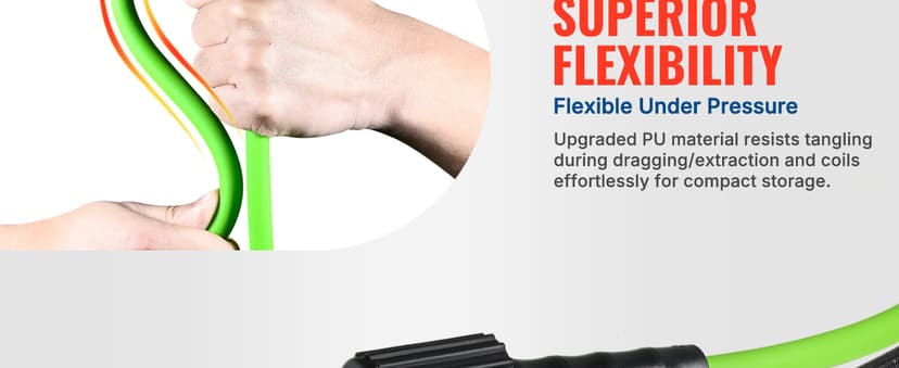 YAMATIC Upgraded Flexible Pressure Washer Hose 50 FT 3400 PSI, 1/4" Wear & Kink Resistant Power Washer Hose with Heat Protect Sleeve, Durable Replacement Hose for Uberflex Flexzilla Ryobi