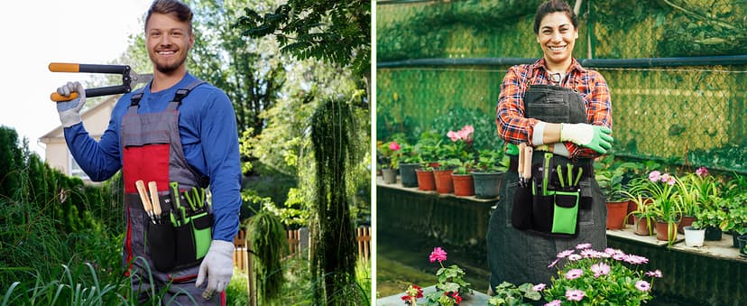 WORKPRO Garden Tool Belt, 5-Pocket Single Side Gardening Tool Pouch with Adjustable Waist Strap, Utility Garden Waist Bag for Women, Ideal for Gardening, Carpentry, and DIY Projects