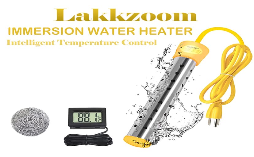Immersion Water Heater,with 304 Stainless Steel Cover Intelligent Temperature Control and Digital LCD Thermometer Portable Bucket Heater Heat 5 Gallons of Water in Minutes