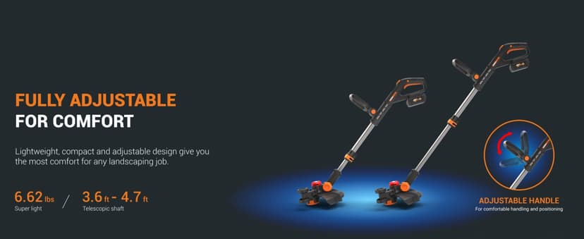 Worx Nitro 20V 13" Cordless String Trimmer with Brushless Motor, 3-in-1 Grass Trimmer Edger Mini-Mower, Lightweight Weed Trimmer COMMAND FEED Instant Line Advancement WG173– Battery & Charger Included